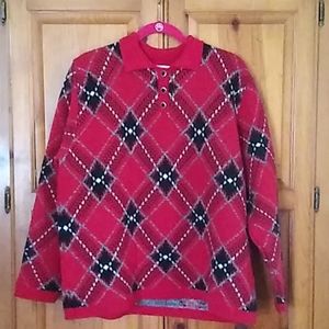 Alfred Dunner Red and Black Plaid Sweater Size XL